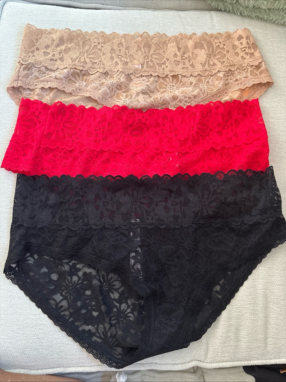 Victoria's Secret "The Lacie" Floral Lace Hiphugger Panties Large (3 Pairs) NWOT